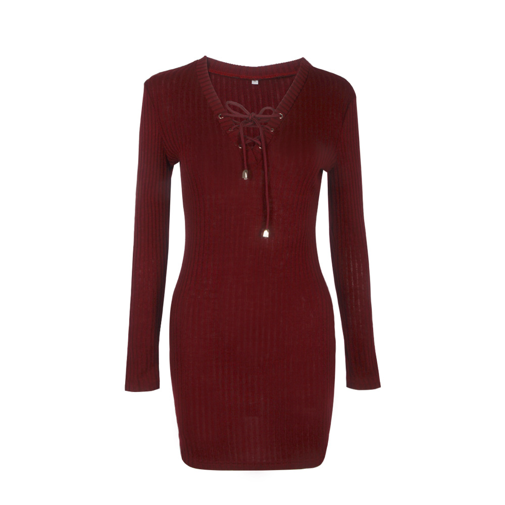W25038-2 Женский Трикотаж Bodycon Коктейль Вечерний Свитер Мини-Платье